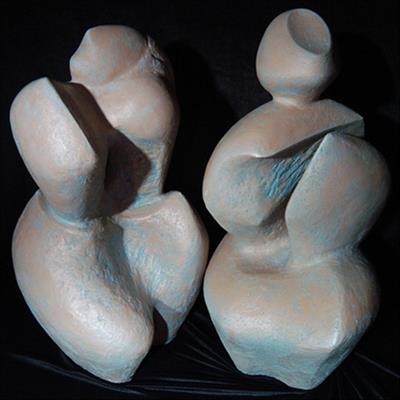 Marine Forces male&amp;female by Bob Dawson - Sculpture  Stoneware
